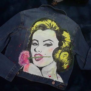 Painted Denim Jacket for Women - ArtWork Marilyn
